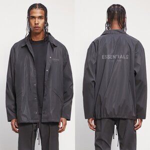 Fear of God Essentials Black Reflective Coach Jacket Size L